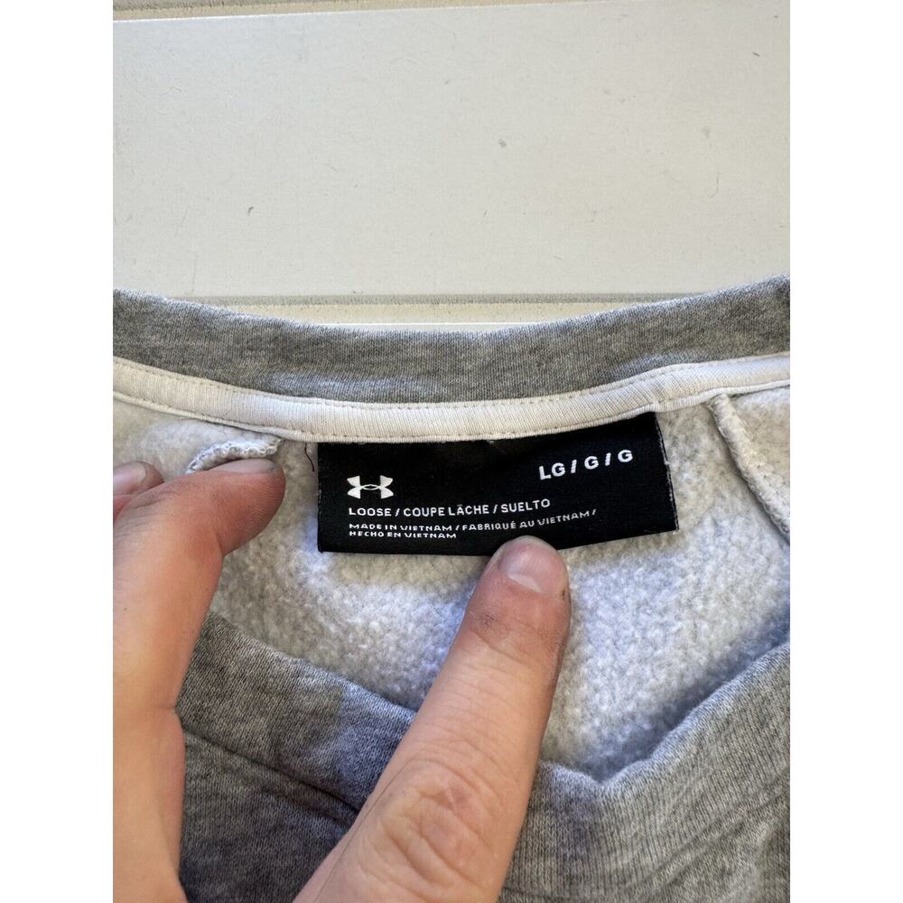 Under Armour Cropped Sweatshirt Womens Size Large Gray White Long sleeve - Picture 2 of 4